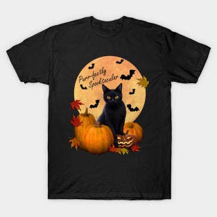 Black Cat Purr-Fectly Spooktacular Halloween T-Shirt